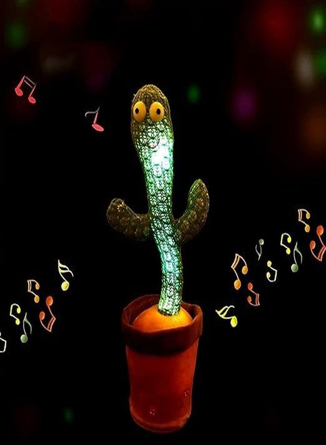 KYNA صبار كينا الراقص/الناطق المزود بإضاءة LED، قابل للشحن عبر منفذ USB، لعبة مقلدة، صبار يغني ويكرر الأصوات، مناسب للأطفال الرضع/الصغار - عبوة من قطعة واحدة - Image 4